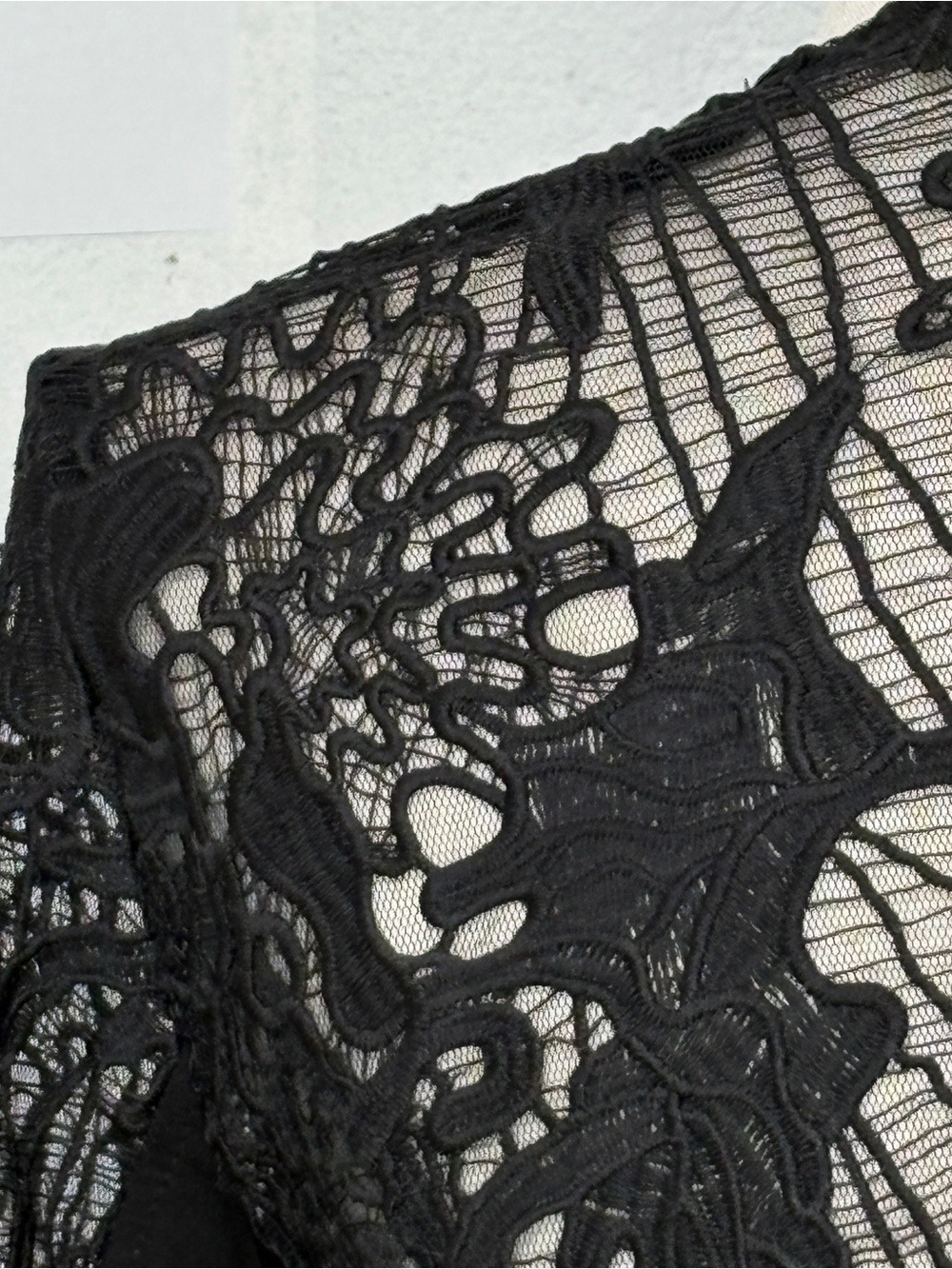 Black Peplum Jacket Size M With Sheer Lace Panels Y2K Corporate Goth Night Club - Picture 5 of 15